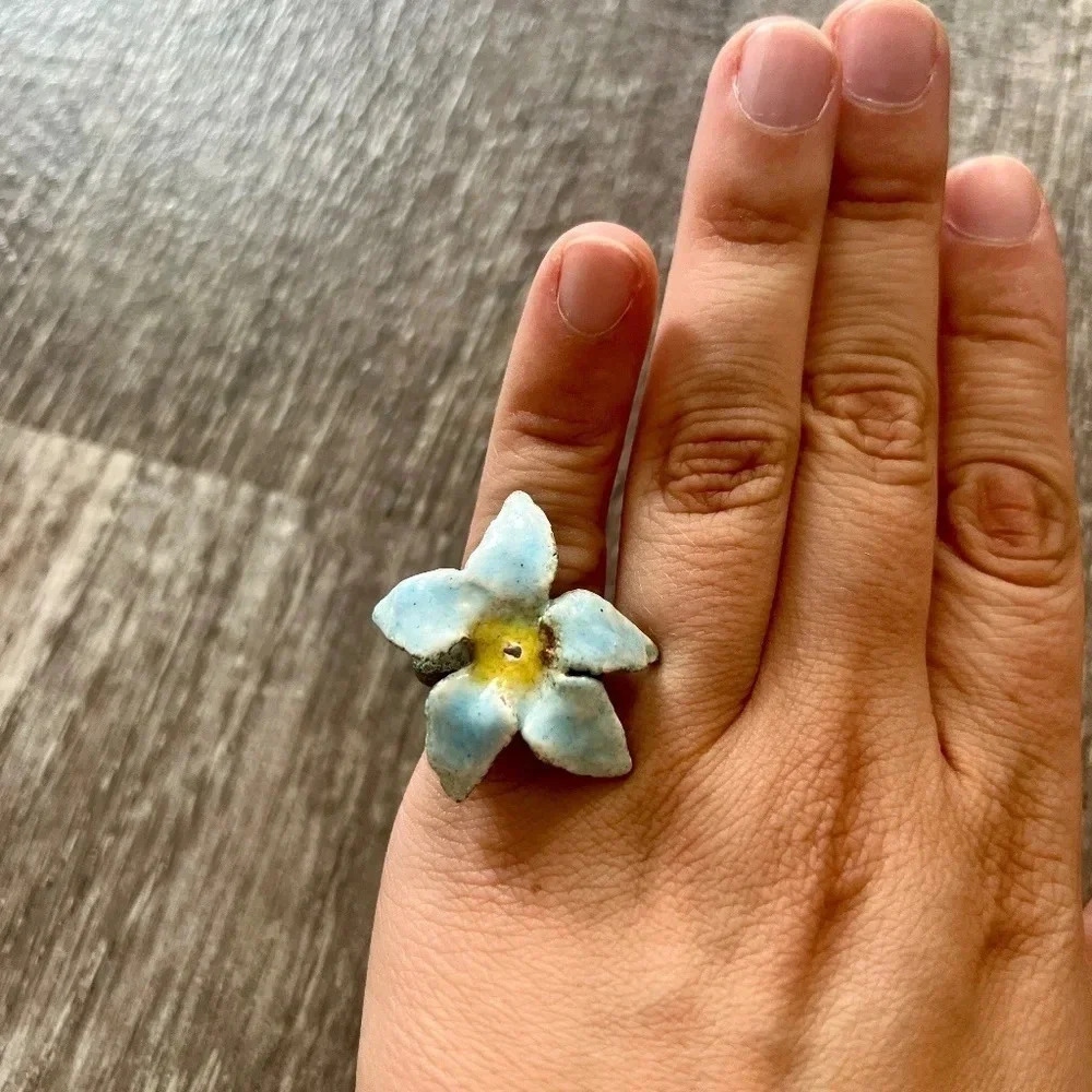 One of a Kind Handmade MICHELLE DARIN Enamel Flower Ring